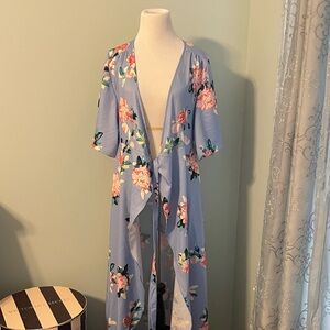 Floral Blue Kimono Cardigan
